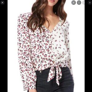 PAIGE Isadora Mixed Floral Tie Front Blouse